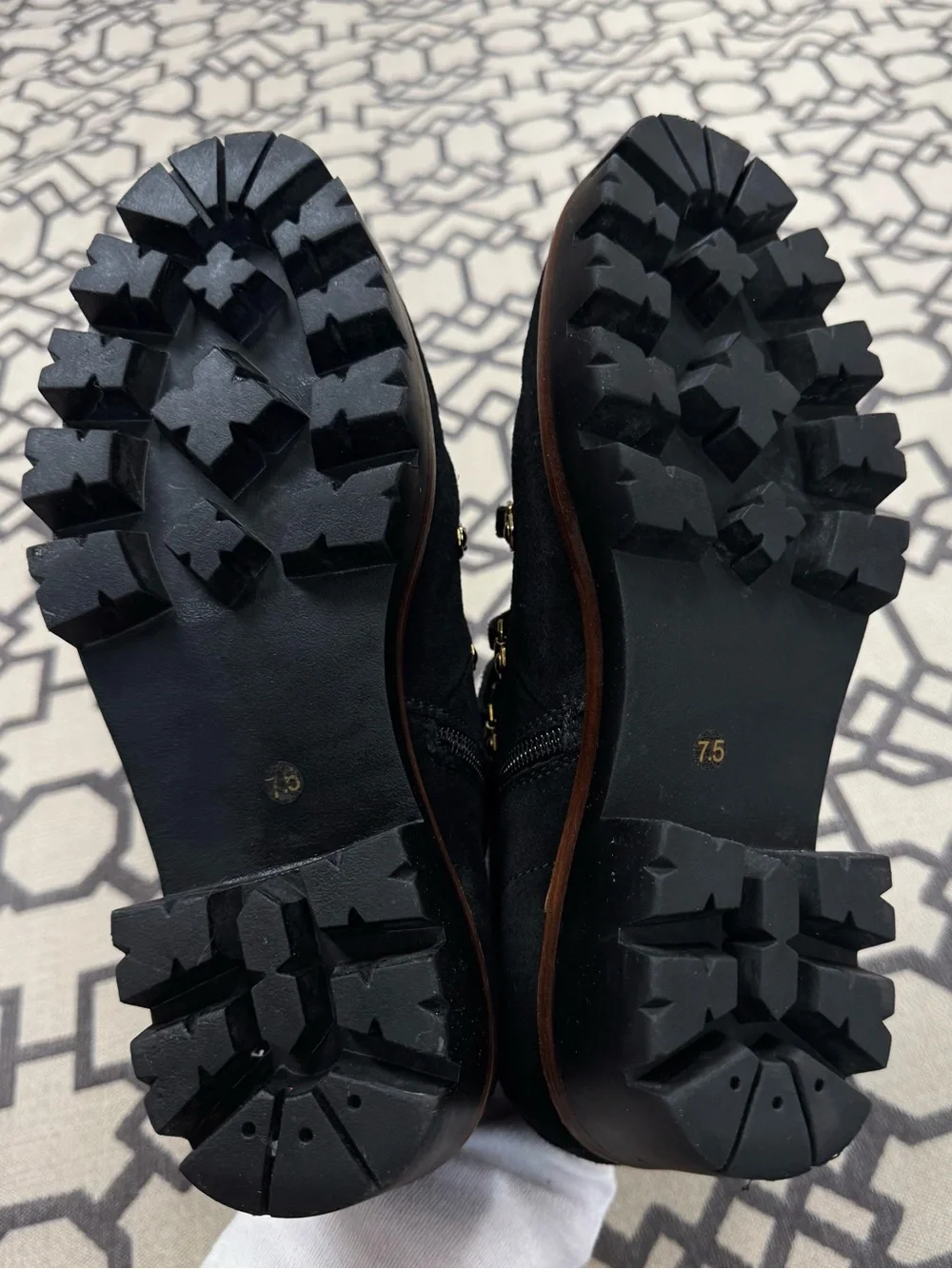 Jeffrey Campbell Stanley Black Suede Platform Lug Sole Moto Combat Hiking Boots